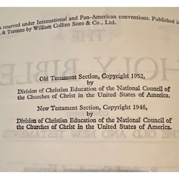 Holy Bible Revised Standard Version Leather Comfort Edition USA 1952 Edition - Picture 4 of 8